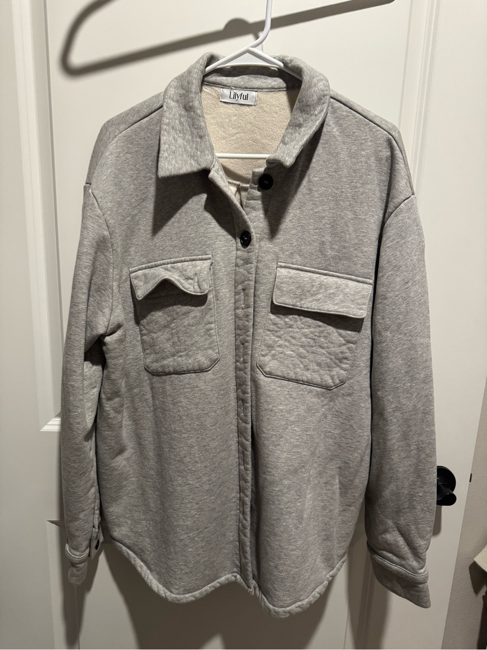 Lilyful Light Gray Quilted Utility Shacket